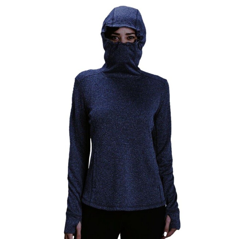 Duluth Haz-Mask Hoodie Women's Large Navy Blue Sweater Fleece Moisture Wicking
